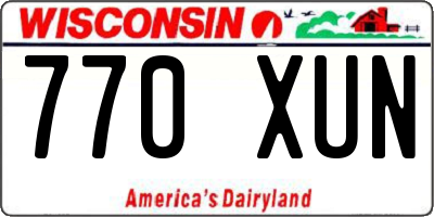 WI license plate 770XUN