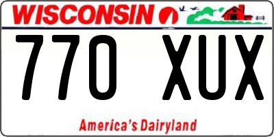 WI license plate 770XUX