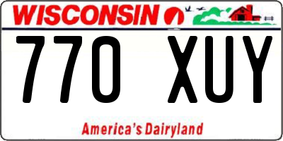WI license plate 770XUY