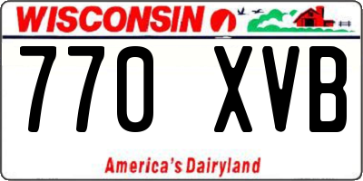 WI license plate 770XVB