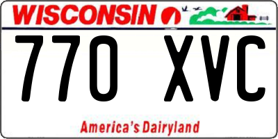 WI license plate 770XVC