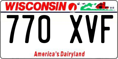 WI license plate 770XVF