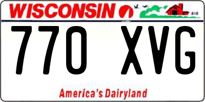 WI license plate 770XVG
