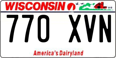 WI license plate 770XVN