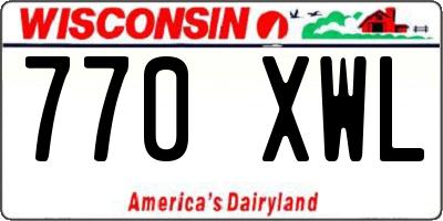 WI license plate 770XWL