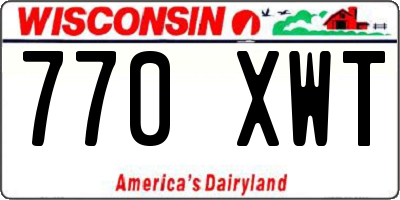 WI license plate 770XWT