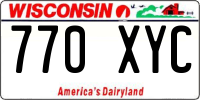 WI license plate 770XYC