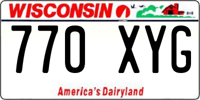 WI license plate 770XYG