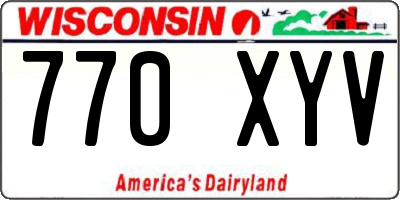 WI license plate 770XYV
