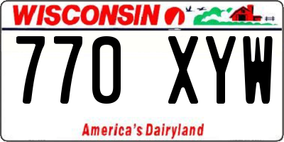 WI license plate 770XYW