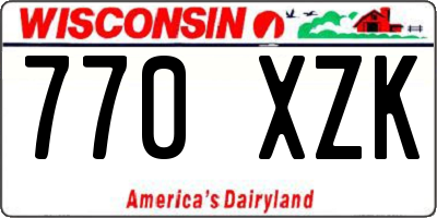 WI license plate 770XZK