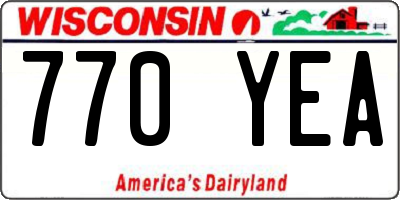WI license plate 770YEA