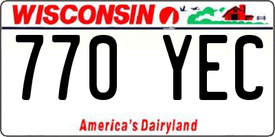 WI license plate 770YEC