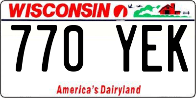 WI license plate 770YEK
