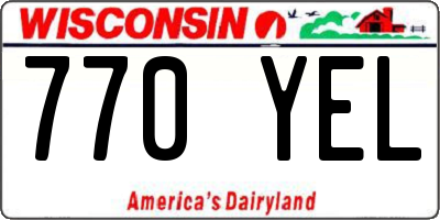WI license plate 770YEL