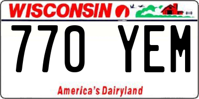 WI license plate 770YEM