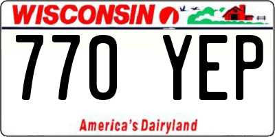 WI license plate 770YEP