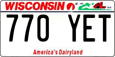 WI license plate 770YET