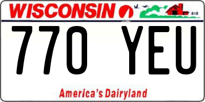 WI license plate 770YEU