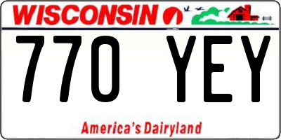 WI license plate 770YEY