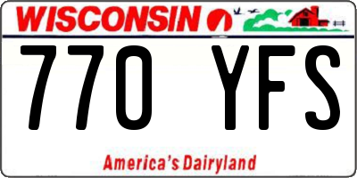 WI license plate 770YFS