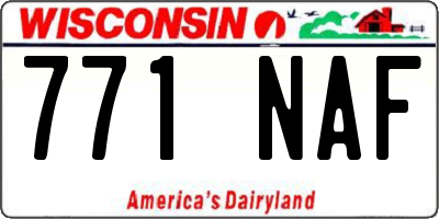 WI license plate 771NAF