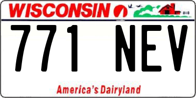WI license plate 771NEV