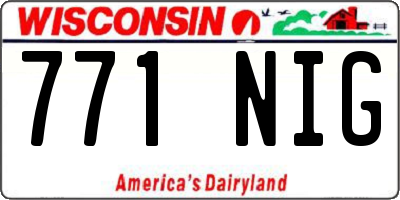 WI license plate 771NIG