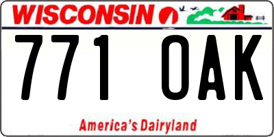 WI license plate 771OAK