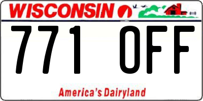 WI license plate 771OFF