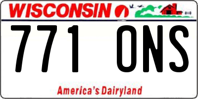 WI license plate 771ONS