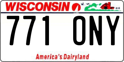 WI license plate 771ONY