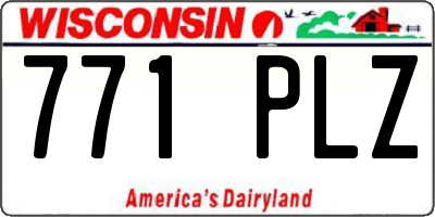 WI license plate 771PLZ