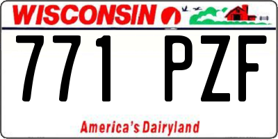 WI license plate 771PZF