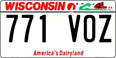 WI license plate 771VOZ