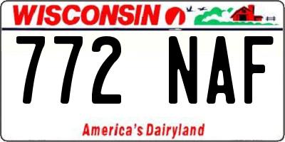 WI license plate 772NAF