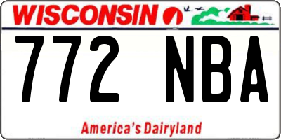 WI license plate 772NBA