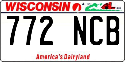 WI license plate 772NCB