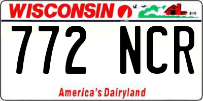 WI license plate 772NCR