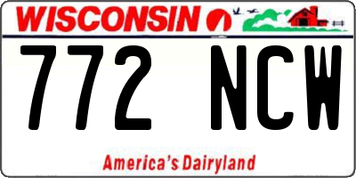 WI license plate 772NCW