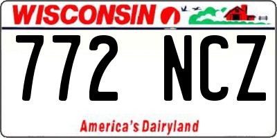 WI license plate 772NCZ