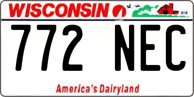 WI license plate 772NEC