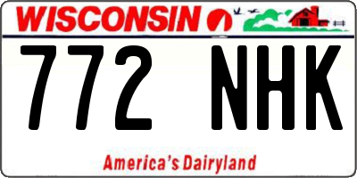 WI license plate 772NHK