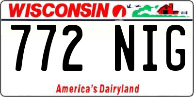 WI license plate 772NIG