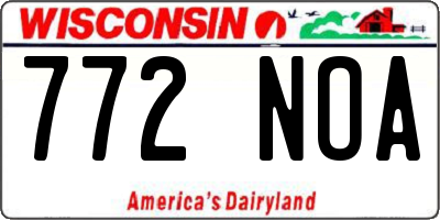 WI license plate 772NOA