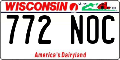 WI license plate 772NOC