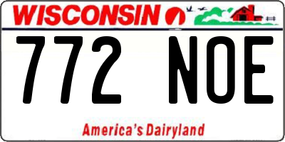 WI license plate 772NOE