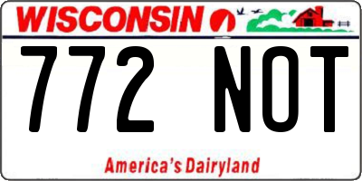 WI license plate 772NOT
