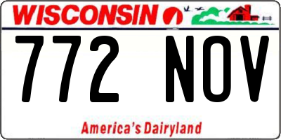 WI license plate 772NOV