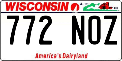 WI license plate 772NOZ